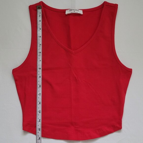 Zenana Set of Red and Black V-Neck Crop Tank Top Size Small - Picture 4 of 9